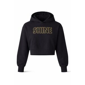 OLD NAVY Girls Cropped Hoodie Black SHINE Rhinestone Size 6 7